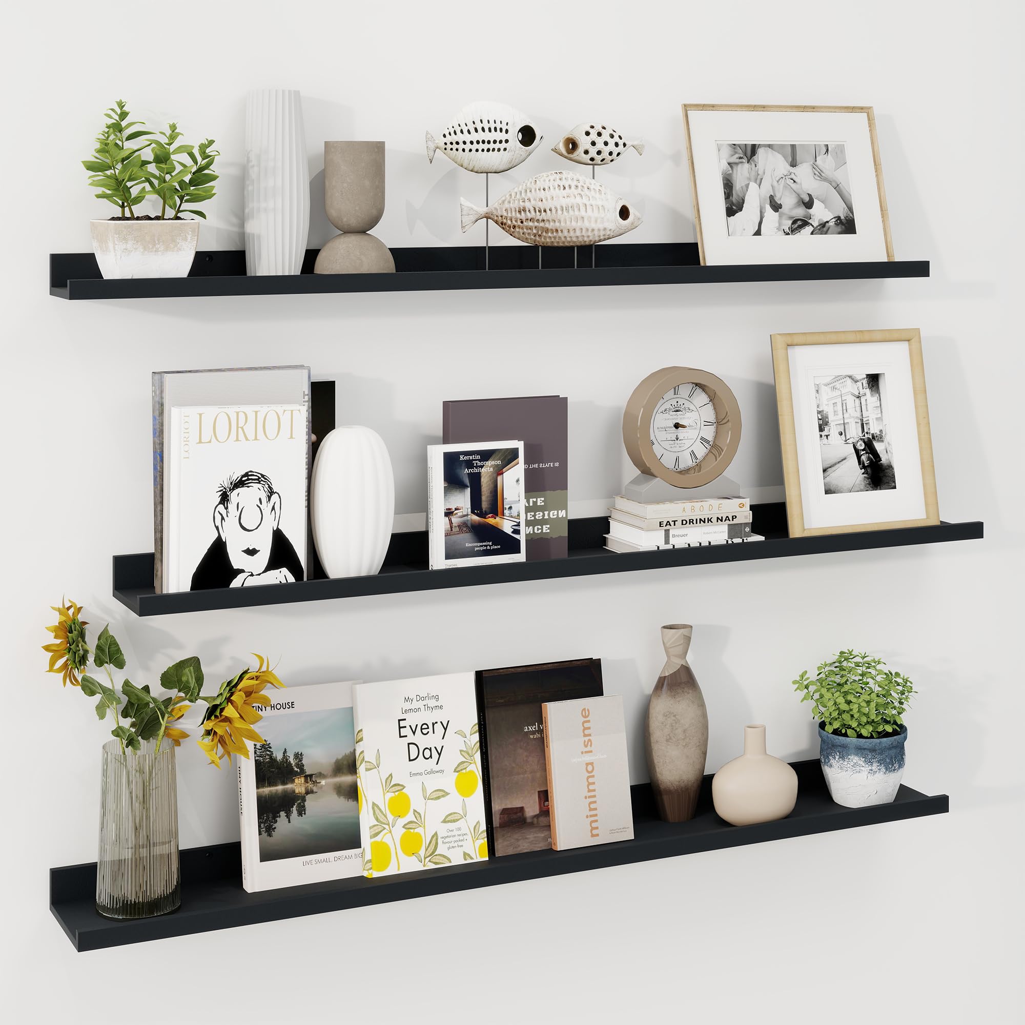 Amazon.com: Axeman 48 Inch Floating Shelves | Black Picture Ledge